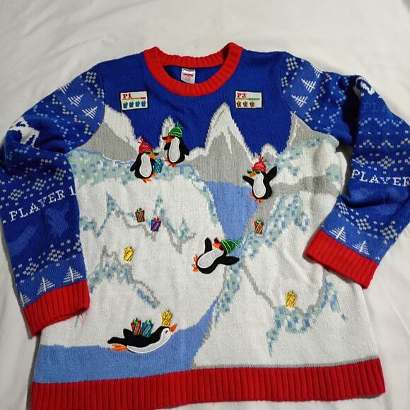 Ugly Christmas Sweater W XS/S Kids XL Husky !4/16 Penguin Video Game EASY CARE - Picture 3 of 12